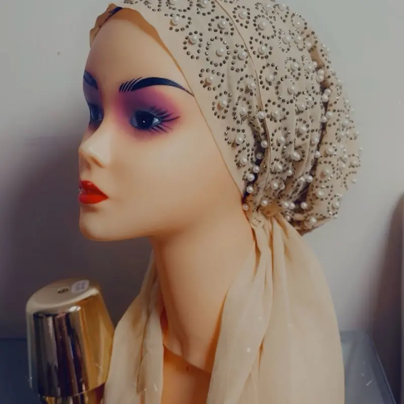 Stones and Pearls Decorated Turban Hairband for Women's Fashion Accessories