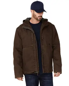 Hawx Men's Castile Weathered Duck Hooded Zip-Front Insulated Work Jacket - Hxfa21o10-Brown