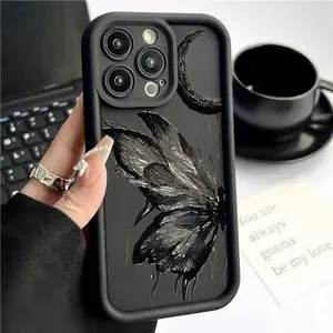 Gothic Black Butterfly & Moon iPhone Case Fully Protected and Shockproof - Dark Aesthetic Art Protective Cover for 11/12/13/14/15/16/17 Pro Max iPhone case