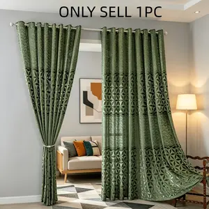 1pc Vintage Velvet Jacquard Curtain, Window Curtain, Modern Luxury Retro Living Room, Matches Light Wood Furniture, Creates Elegant Atmosphere