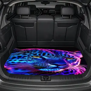 Leopard Pattern Anti-Slip Car Interior Trunk Mat, Universal Fit, Durable Polyester Fiber, Absorbent Design, Fits All Vehicles, Fashionable and Stylish