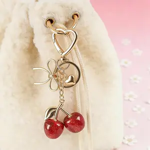 Cherry Bow Keychain Letter Pendant, Casual Wallet Backpack Accessory, Student Car Key Chain, Cute Bag Charm, Leather Key Ring, Gift for Mother's Day Birthday Valentine's Day