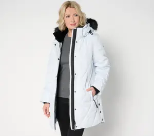 Arctic Expedition Diamond Quilted Parka with Removable Hood