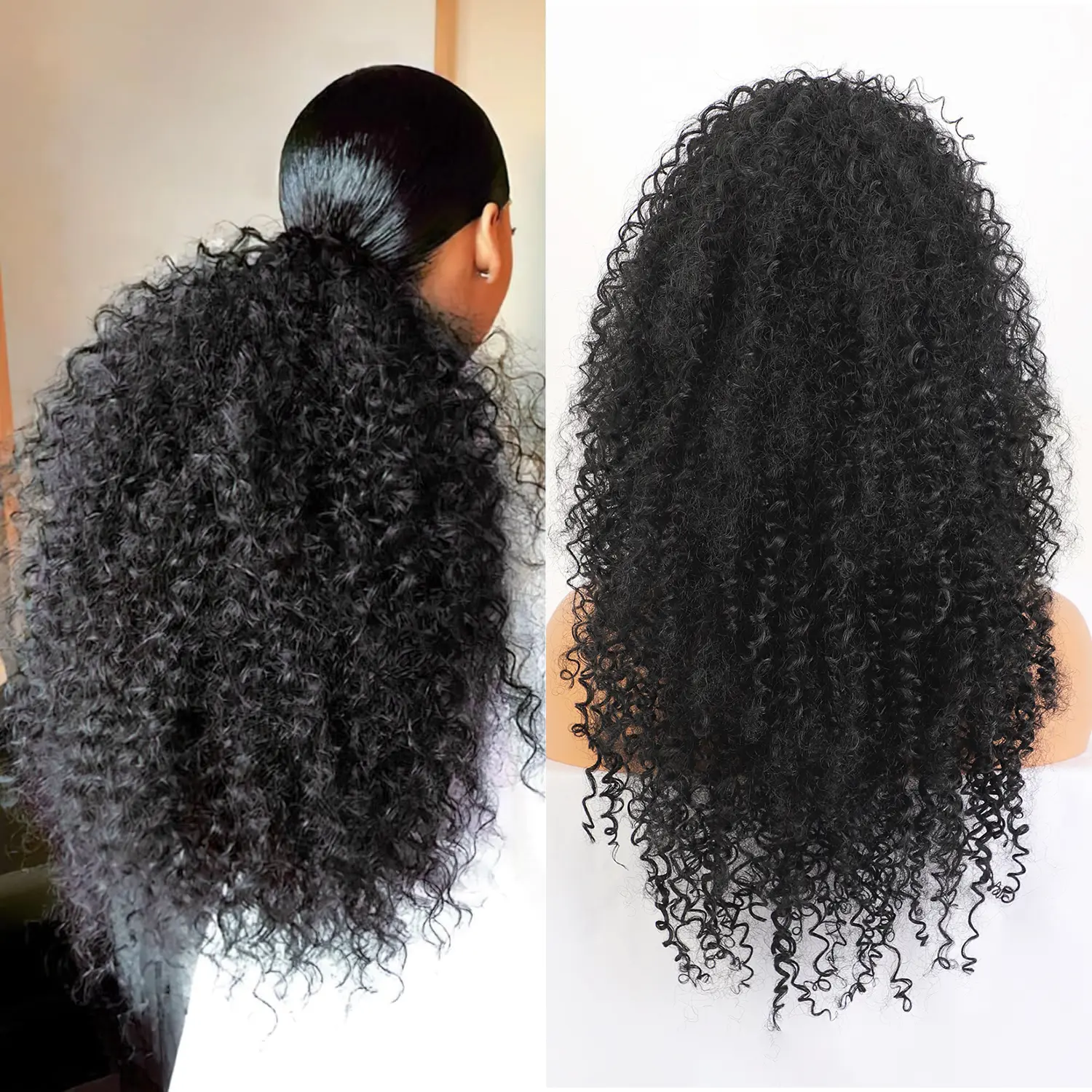 AISI HAIR 24-Inch Drawstring Ponytail Extensions, Heat-Resistant Soft Synthetic Natural Fake Hair, Lightweight Accessory for Black Females’ Daily Use