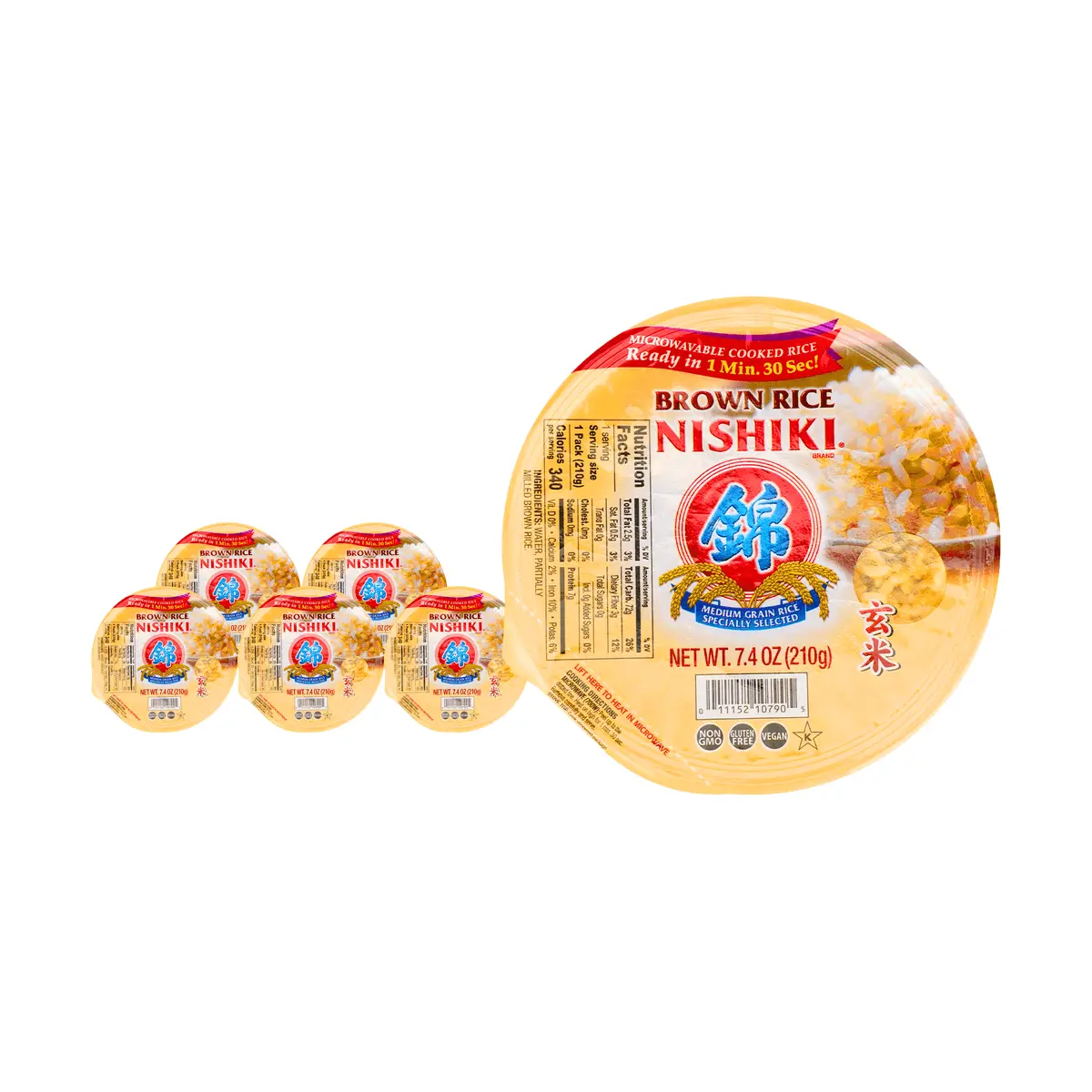 NISHIKI Premium Brown Rice - Healthy Instant Cooked Rice, 6-Pack (210g x 6), Ready-to-Eat Japanese Rice