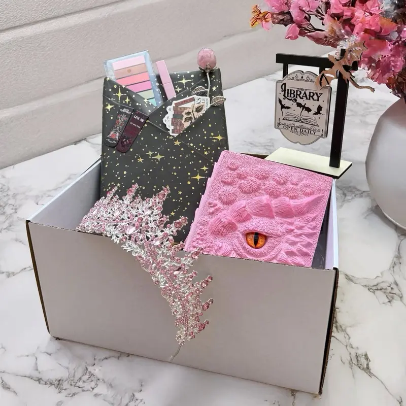 Blind Date with a Book Deluxe Box - Mystery Edition Gifts for Book Lovers, with Hand-Selected Novel, Bookish Merch, Crown, Bookmarks, and Stickers