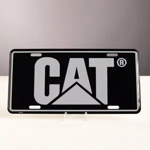 C-T Style Construction Vanity License Plate, Heavy Equipment Graphic Car Tag, Black Metal Decorative License Plate
