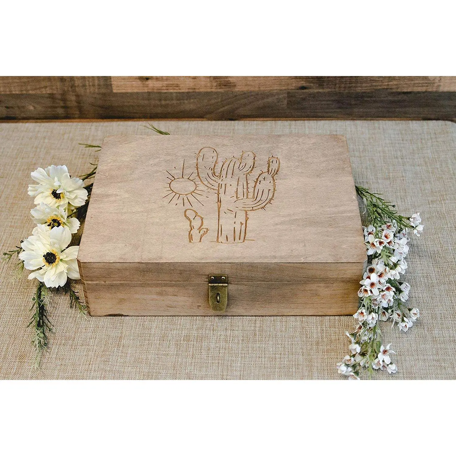 Cactus Engraved Wood Box