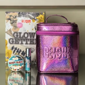 Canvas Beauty Glow Getter Holographic Travelers CANVAS BEAUTY Luxury Vanity Bag & Purse Tickle Me Pink & Gold Dust Holographic Finish