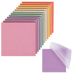600 Pcs Plastic Glitter Sticky Notes 3”x3” 12 Pads Self-Stick Note Memo Pad For School Office Journaling