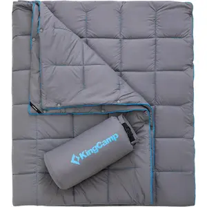 KingCamp Ultralight Camping Blanket – Packable Down Alternative Puffy Wearable Blanket with Snap Buttons, 1.32 lbs, Water‑Resistant & Windproof 20D Nylon Shell, Warm Loft Fill, 69"x53" (Fits Two), for Hiking Travel Picnic Stadium, Charcoal