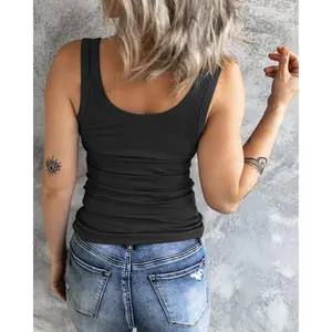 Imily Bela Essentials Women's Summer Tank Top Sexy Scoop Neck Button Up Sleeveless Cotton Ribbed Camisole Shirts Basic Casual Workout Tees TikTokShopBlackFriday