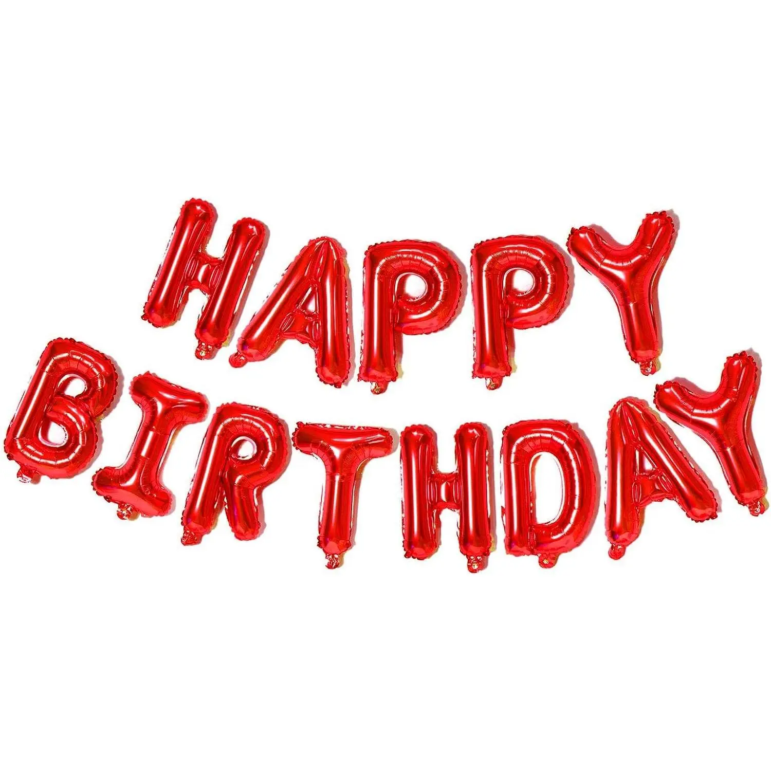 16-In Aluminium Mylar Foil Letter Banner Balloon Decorations Set (13 Pieces), Red Happy Birthday Themed, Self-Sealing, Ultra-Shiny, Reusable, Form-Retaining, Kids' Party Home Festive Supplies