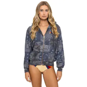 BANDANA QUILTED RELAXED ZIP HOODIE - CHARCOAL