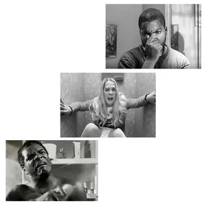 JACRAVAL Set of 3 Black and White Comedy Movies White Chicks Poster Funny Bathroom Decor Wall Art Canvas Print Modern Funky Bathroom Wall Decor - Kitchen