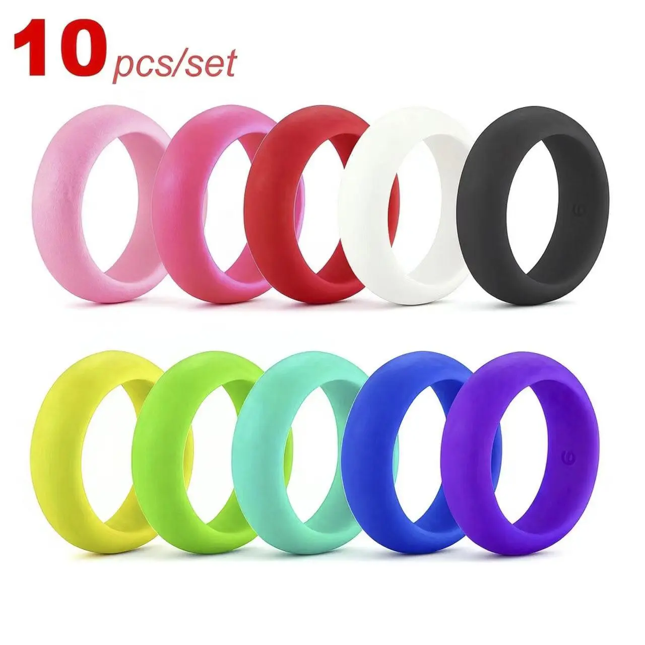 10pcs/set Sports Silicone Ring Lover Unisex Couples Wedding Rubber Bands Hypoallergenic Flexible Finger Rings 8mm  10Pcs/Set