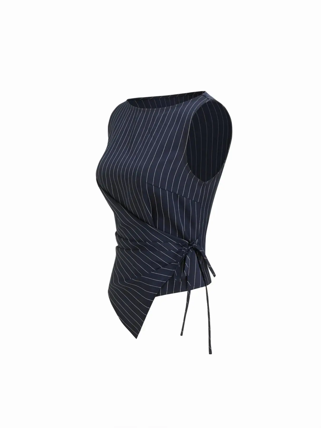 Women's Striped Tie Side Vest and Straight-Leg Pants Set, Elegant Slim-Fitting Outfit for All Seasons