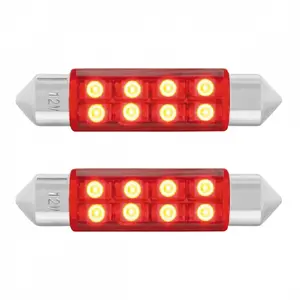 2 Pack Festoon Red 8 SMD High Power LED 211-2 Light Bulb Interior Dome Light