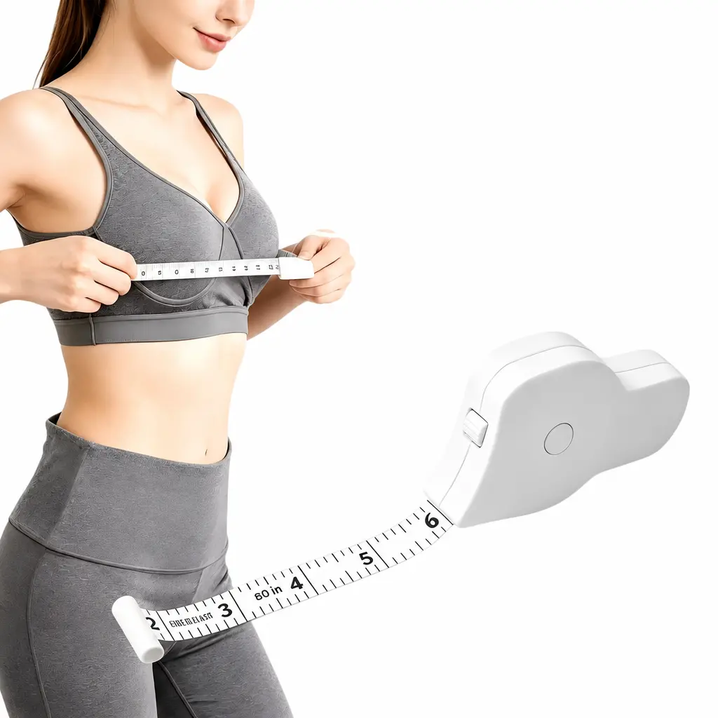 60 Inch 3D Automatic Retractable Body Tape Measure Dual Scale for Fitness Waist Hip Bust Arms White