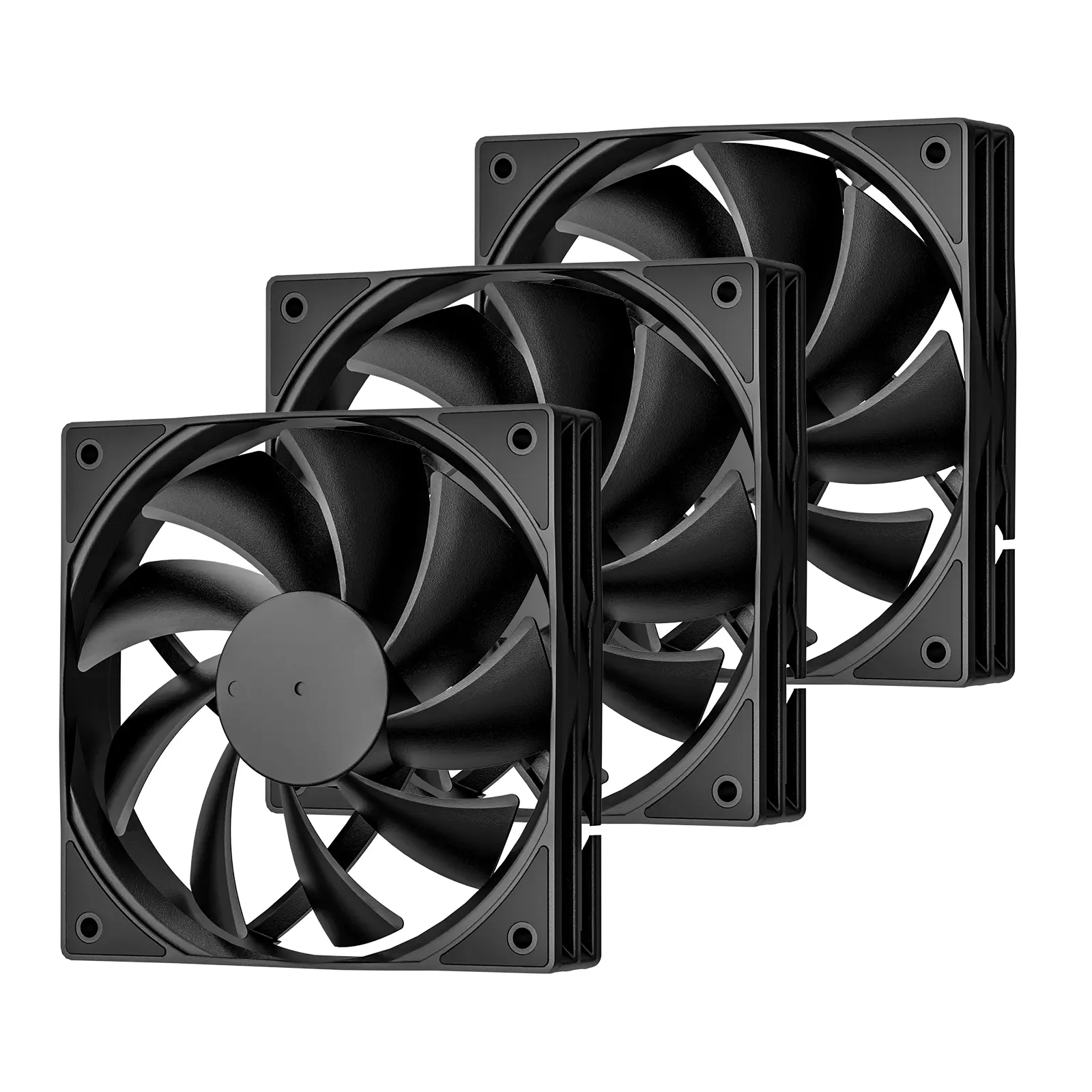 Black 3-Pack 120mm Computer Case Fans 1200 RPM Hydraulic Bearing Quiet with Low Noise, Up to 30,000 Hours Life, Easy Installation