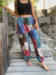 Patchwork Pants, Bohemian Summer Bright Comfy Men and Women, Hippy Pants, Hippie Clothes, Boho Cute Cargo Pants, Indie Loose Pants, Festival Pants