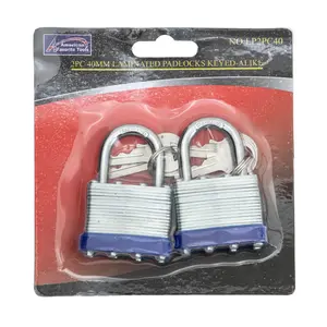 WorldWide Sales Online American Favorite 2PC Padlock Set 40mm Laminated, Keyed Alike