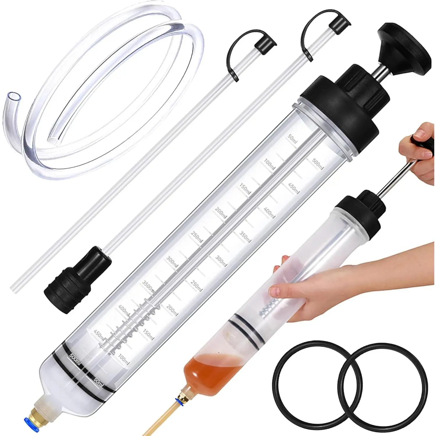 Liquid Extractor,500CC Fluid Extractor,Oil Pump with Hose,Automotive ,Oil Suction for Oil Change with Extension Tubes