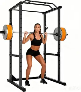 1200LBS Heavy Duty Power Rack, 2-in-1 Squat Rack with Pull Up Bar, Compact 14 sq.ft Home Gym Cage, Adjustable J-Hooks & Safety Spotter Arms for Bench Press, Squats, Weightlifting & Full Body Workouts