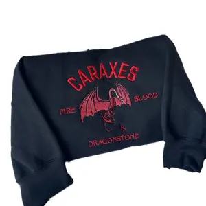 Caraxes embroidered sweatshirt, unisex, comfortable, Pullover Crewneck Long Sleeve Casual Stylish