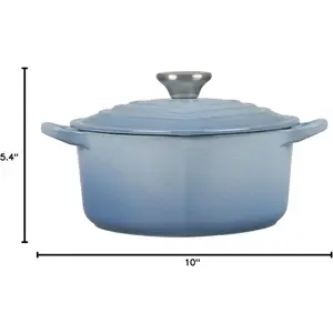Le Creuset Signature Classic Enameled Cast Iron Figural Heart Cocotte, 2 Qt, Coastal Blue, with Stainless Steel Knob - Premium Cookware