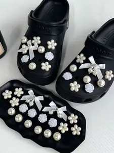 16-Piece Shoe Decoration Clips Set, Silver Butterfly Crown Heart Design, High-Quality Luxury Style DIY Shoe Accessories for Girls