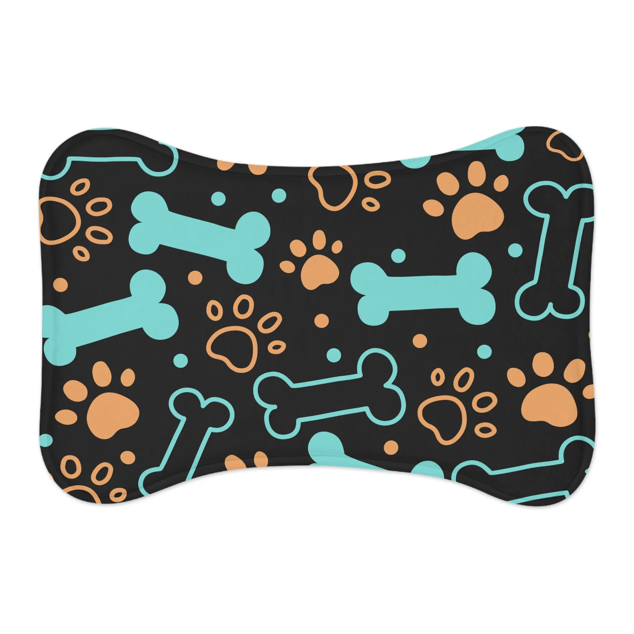Bone and Paw Print Pet Feeding Mat | Non-Slip Dog Bowl Placemat