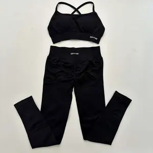 Dfyne Dynamic Backless Sports Bra & Leggings Set - Seamless Stretchy Gym Activewear for Women with Sculpting Fit & High-Waisted Design