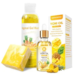 Feminine Wash, Yoni Soap Bar & Yoni Oil Set for Women — pH Balance, Odor Control & Moisturizing Pineapple Scent Intimate Care Kit | 5.07 fl.oz Yoni Wash, 1 fl.oz Feminine Oil, 3.53oz Yoni Soap