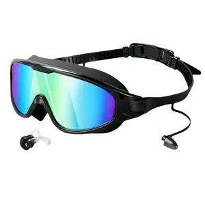 Adult Anti-Fog UV Protection Swim Goggles, Pool Goggles, Waterproof Durable Swimming Glasses for Men Women Teens, with Nose Clip and Ear Pads, Swimming Accessories