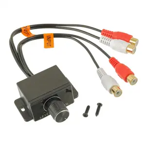 Universal Car RCA Amplifier Level Controller Car RCA Audio Bass Control Knob Sub Amp Volume Control Cable for Car Motorcycle Speakers Home Theater