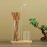 2-in-1 Minimalist Incense & Candle Holder - 1-Count Wooden Base Aromatherapy Diffuser with Removable Glass Ash Collector, Decor, House Decor, Room Accessory, Apartment Accessories, Home Goods for Living Room, Dorm Essential