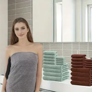 Luxury Dark Bath Towel Set, 4pcs Microfiber Towels, Ultra Absorbent Soft Hotel Quality, Essential Home Bathroom Supplies