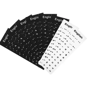 8-Pack English Keyboard Stickers English Letter Overlay Set for Standard Keyboards, 6 Black + 2 White Transparent Sticker Sheets for Laptop & Desktop