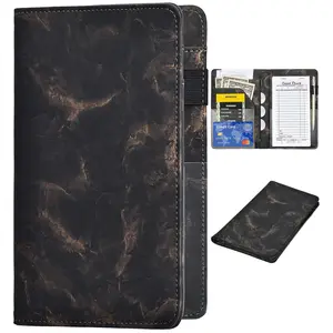 Server Books for Waitress Marble Texture Leather Waiter Book Server Wallet with Zipper Pocket Cute Waitress Book Waitstaff Organizer with Money Pocket Fit Server Apron