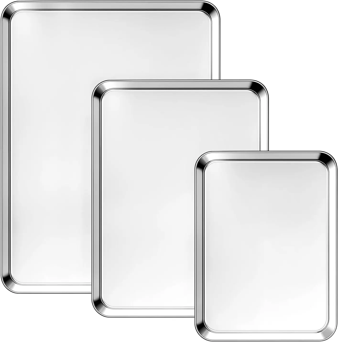 Baking Cookie Sheet Pan - 3 Pack Stainless Steel Baking Pans Set, Non Stick & Non  Cookie Sheets for Cooking, Oven Tray for Roasting, Heavy Duty Bakeware Sets, 9/12/16 Inch