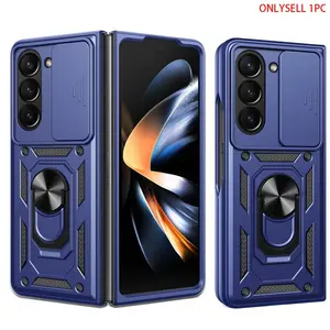 Samsung Galaxy Z Fold7/6/5/4 Case, Shockproof Bumper Cover, 360 Degree Rotating Ring Stand Design, Lens Protection, Protective Shockproof Smartphone Cover for Men & Women
