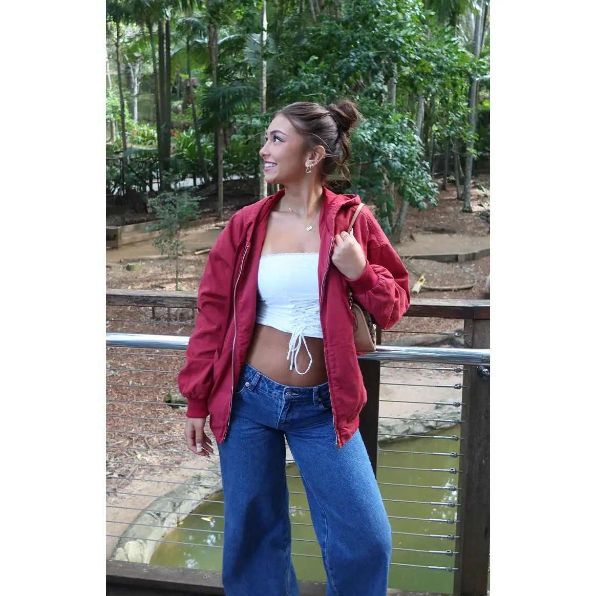 Tate Washed Red Oversized Hooded Jacket