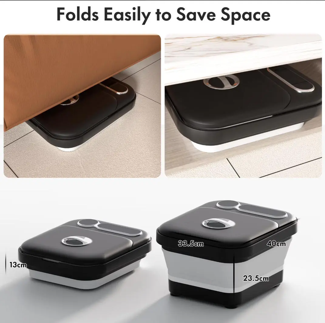 Self-heating foot cleaner machine;   bubbles  temp-controlled foot basin , Foot Scrubber oldable—perfect gift for family & Home Goods friends,Mother's Day gifts. Space-Saving foot massager,Bathroom Gadget Home Goods Collapsible Foot Spa Foot Soaker