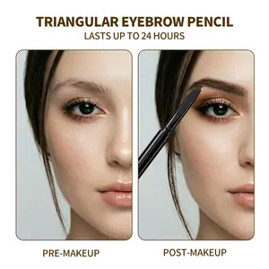 Ultra-Thin Triangular Tip Eyebrow Pencil, KLED, Natural Hair-Like Strokes, Smudge-Proof Makeup Eyebrow Product