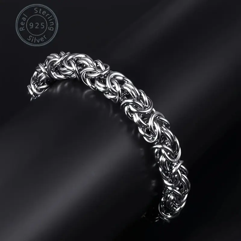 925 Silver Vintage Braided Italian Box Chain Bracelet - Handmade Couples Bracelet, Unisex Fashion Jewelry Gift Accessory