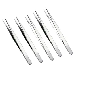 5 Pieces Straight Pointed Tip Tweezers Set, Professional Isolation Tools for Eyelashes & Brows, Precise Grooming Essentials
