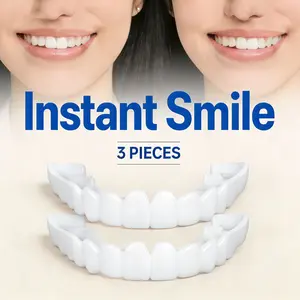 [3 Pairs] Instant Porcelain White Snap-On Veneers - 1-Min Visual Glow Up Cosmetic Teeth  Visual Confidence Booster