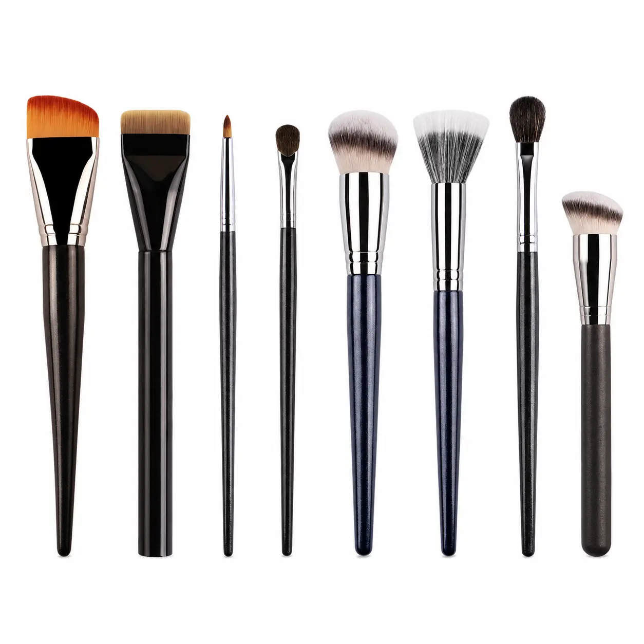Professional Makeup Brush Collection, 8 Selectable Brushes for Eyeshadow, Foundation, Stippling, Eyeliner, Lip & Precision Makeup, Each Sold Separately