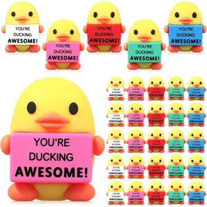 25 Pcs Mini Rubber Duck Toys, Colorful Decorations & Mini Gifts for Coworkers, Motivational Positive Presents for Birthday Gifting (Home & Festive Party Supplies)